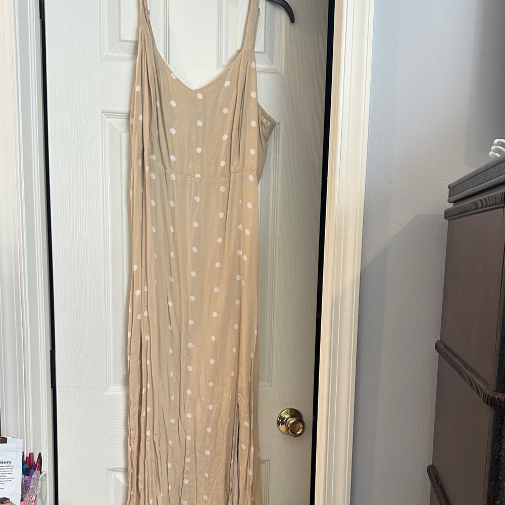 Old Navy Beige Polka Dot Maxi Dress